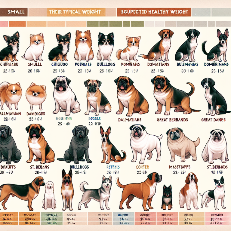 Dog breeds and their typical weight against their suggested weight